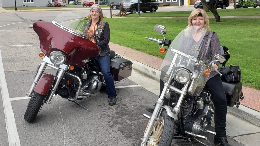 Judy-Gerulat-and-Karen-Renee-eCourtReporters eCourt Reporters vice president Judy Gerulat and president Karen Renee met through thier shared interest in Harley-Davidson motorcycles.